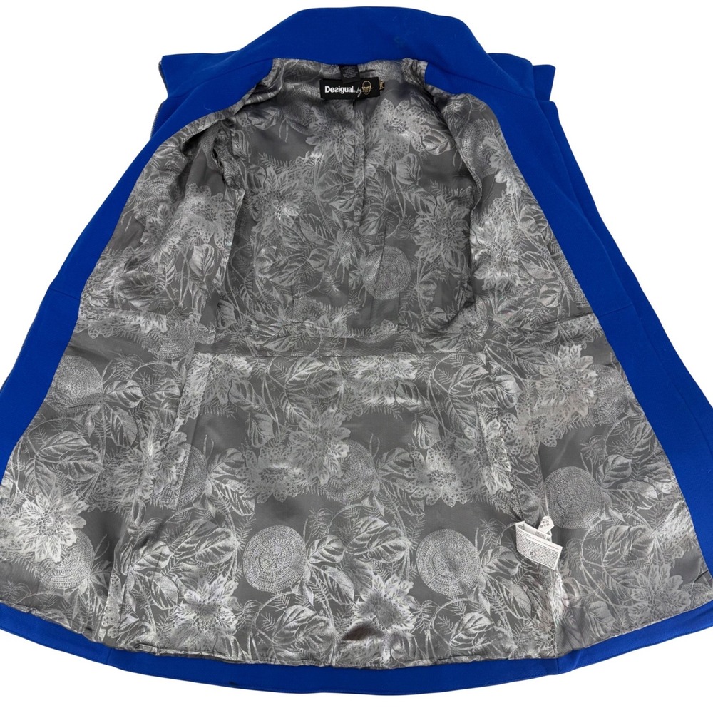 Desigual by Christian Lacroix Julieta Royal Blue Wool Blend Funnel Neck Zip Coat - Picture 9 of 11